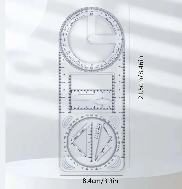 All-in-One Geometry & Angle Ruler | Perfect for School, Drawing & Office Projects